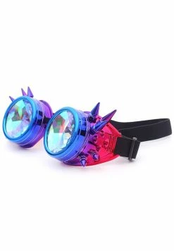 AE Spiky Kaleidoscope Steampunk Goggles 36 AE Spiky Kaleidoscope Steampunk Goggles -ravewonder shop holographic unicorn spiked kaleidoscope goggles