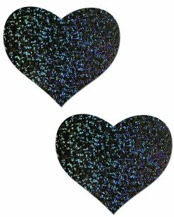 Pastease Heart Solid Glitter Nipple Pasties -ravewonder shop hrt glt bk p 13057.1509129693