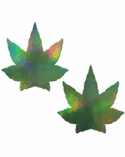 Pastease Holographic Indica Weed Marijuana Leaf Nipple Pasties -ravewonder shop lfi hol grm p 64196.1522094631