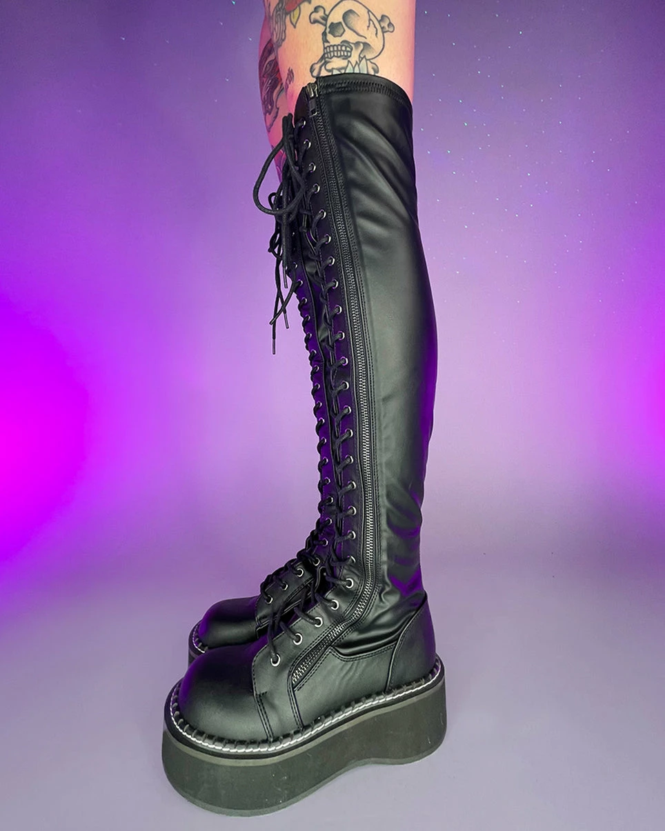 Pleasers Demonia Emily Black Thigh-High Boots 4 Pleasers Demonia Emily Black Thigh-High Boots - Image 2