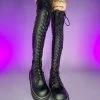 Pleasers Demonia Emily Black Thigh-High Boots