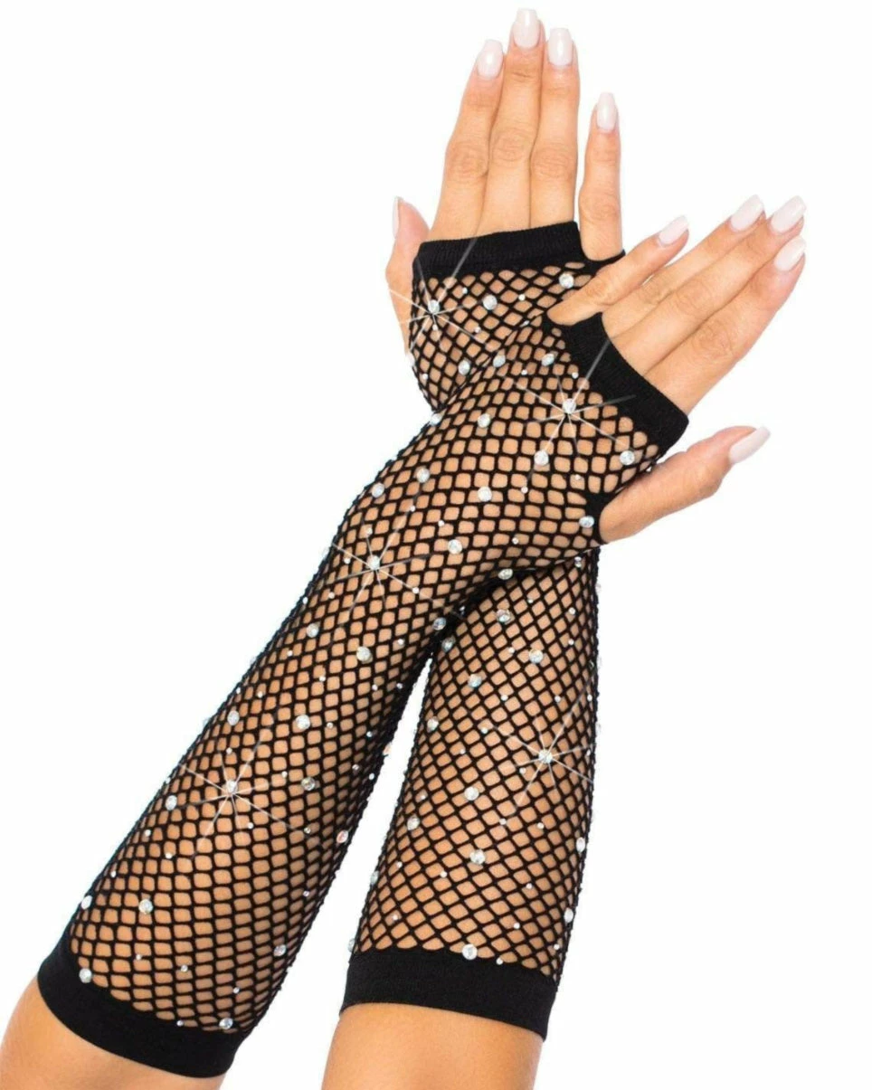 Leg Avenue Rhinestone Fishnet Arm Warmers 3 Leg Avenue Rhinestone Fishnet Arm Warmers - Image 3