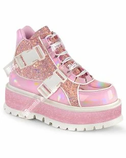 Pleasers Demonia Slacker Holo Pink Ankle Boots -ravewonder shop slacker 50 bphgbpmcg