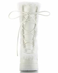 Pleasers Demonia White Winter Solstice Faux Fur Boots -ravewonder shop white1