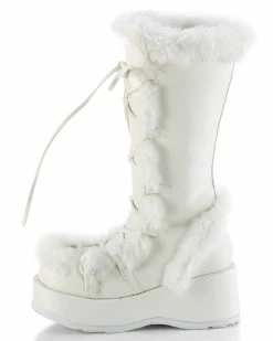 Pleasers Demonia White Winter Solstice Faux Fur Boots -ravewonder shop white2
