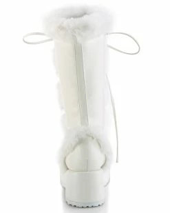 Pleasers Demonia White Winter Solstice Faux Fur Boots -ravewonder shop white3