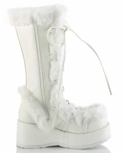 Pleasers Demonia White Winter Solstice Faux Fur Boots -ravewonder shop white4